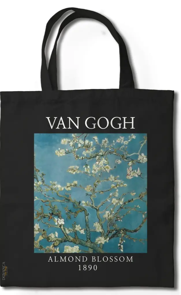 Almond Blossom Tote Bag (black)
